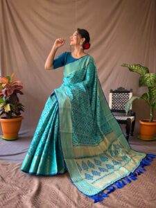Firozi patola silk saree
