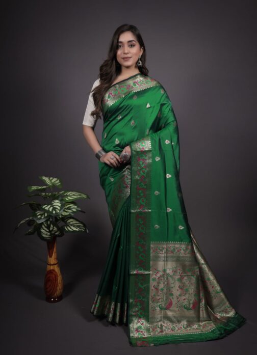Paithani Silk Saree With Zari Border