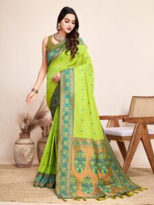 Parrot Green Varad Paithani saree