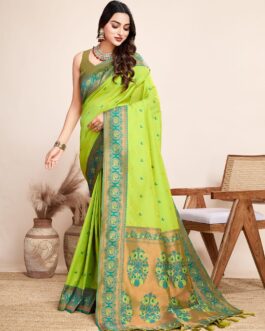 Parrot Green Varad Paithani Saree