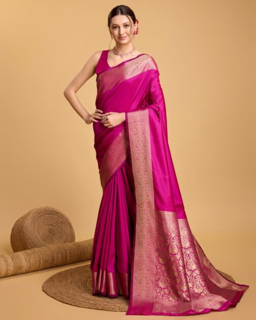 Rani Pink Kanchipuram Soft Silk Saree