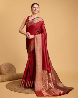 Red Kanchipuram Soft Silk Saree