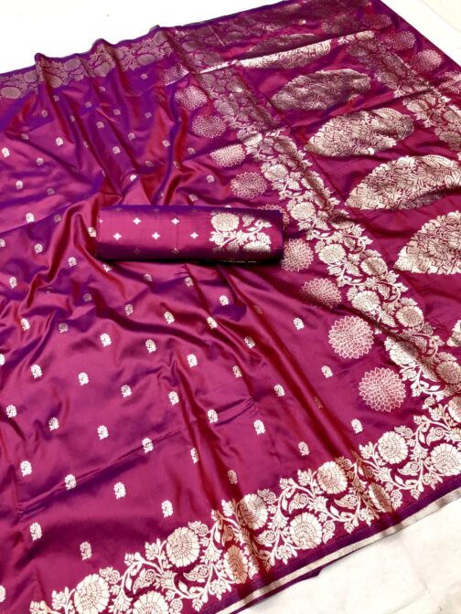 Magenta Banarasi Silk Saree