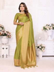 Mahendi Green Soft Silk Saree