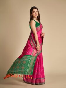 Rani Pink Patola Silk Saree