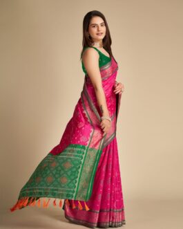 Rani Pink Patola Silk Saree