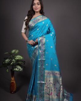 Firozi Paithani Silk Saree