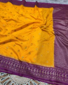 Yellow Chiniya Silk Saree