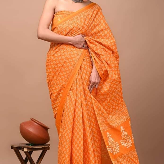 Hand Block Cotton Saree