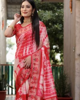Red Shibori Saree