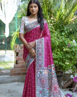 Rani Pink Madhubani Saree