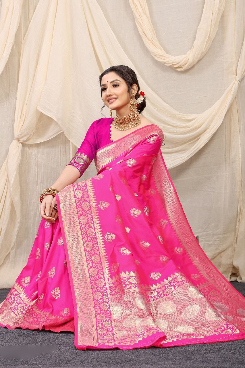 Rani Pink Kanchipuram Soft Silk Saree