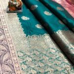 Rama green banarasi silk saree