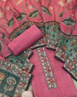 Three-piece pink pichwahi dress material