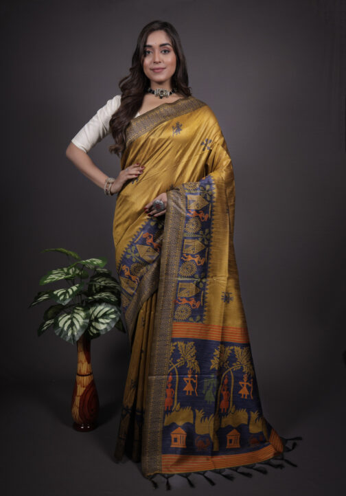 Mustard Yellow Silk Saree
