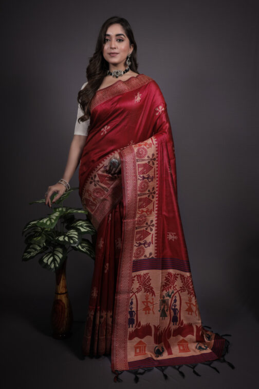 Red Raw Silk Saree