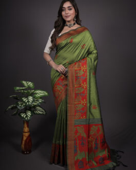 Green Raw Silk Saree